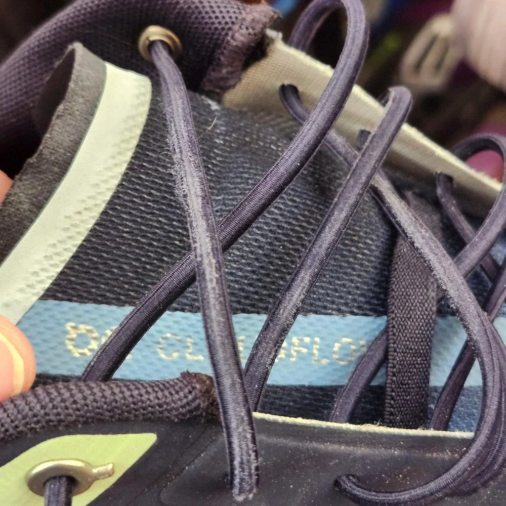 On Running Cloudflow  Mens 10 Navy Blue Lime Green Road Shoes Activewear‎ Sporty